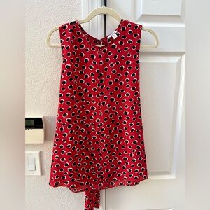 Bar III Red Sleeveless Polka Dot Blouse